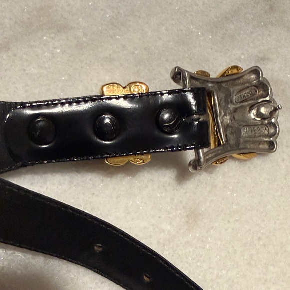 Vicenza Womens Waist Belt Black Golden #1222 Genuine Italian Size 30 - Picture 5 of 6